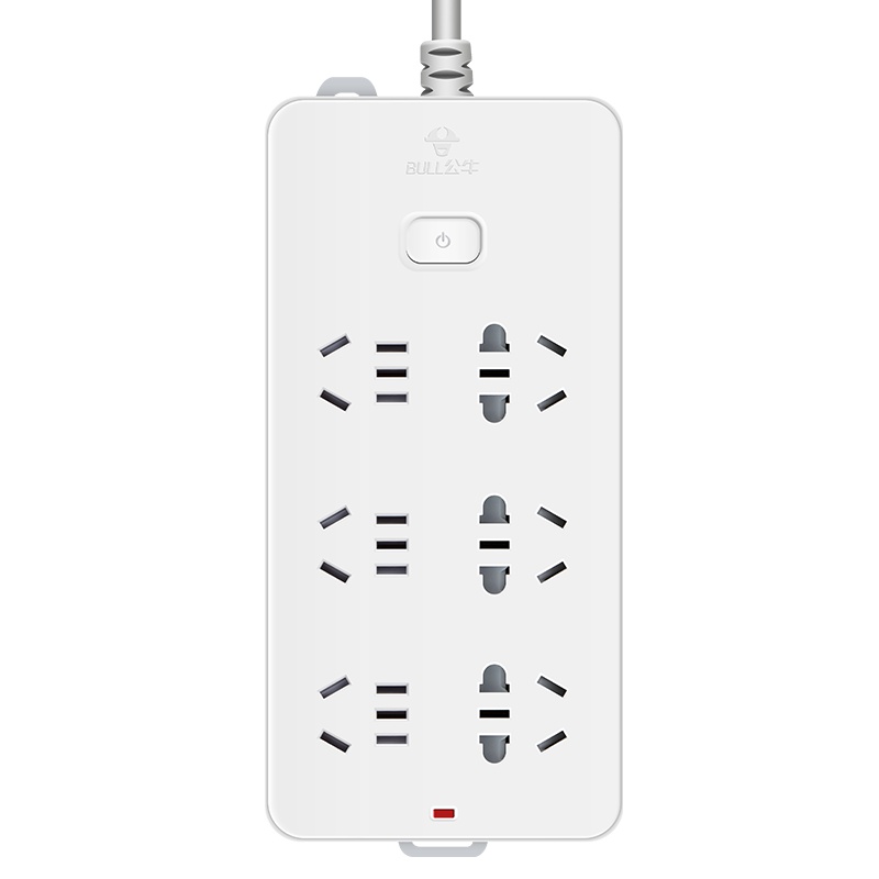 公牛(bull)新国标GN-109K 全长3米六插位总控开关插座/插排/插线板/拖线板/接线板 白色