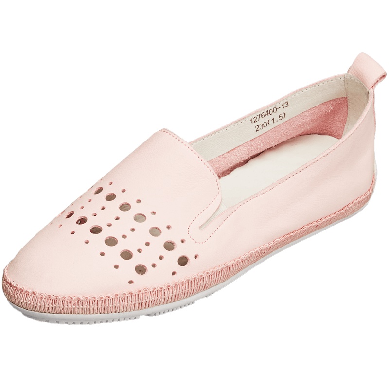 康奈女鞋 夏季纯色套脚圆头休闲单鞋女韩版优雅透气冲孔鞋女士时尚百搭懒人鞋1276400