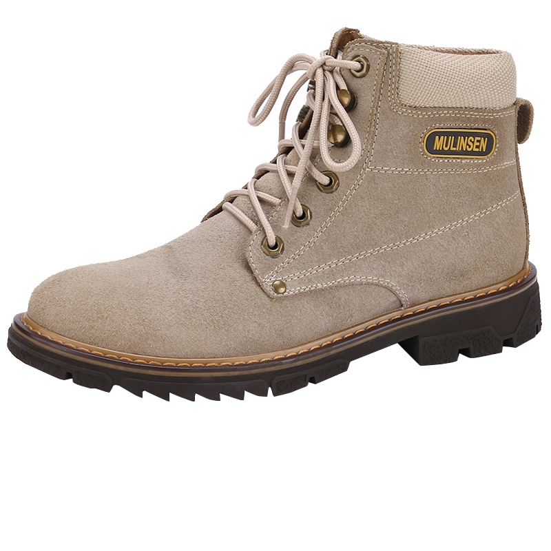 木林森马丁靴男秋季英伦潮流工装鞋高帮防滑耐磨男靴子反绒皮