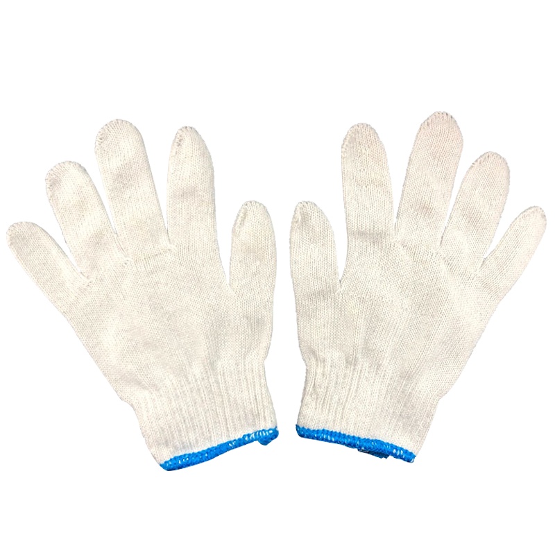 冰禹 SNll-106 劳保手套 棉纱棉线 尼龙耐磨 防护线手套 防滑加厚耐用 普通棉线420克蓝边 12双装
