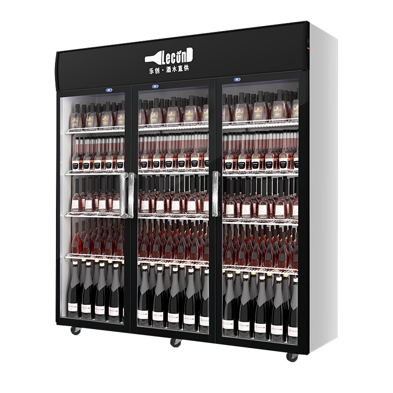 寒箭 1200L三开门冷藏展示柜陈列柜饮料展示柜商用冷柜全冷藏超市冰箱水果蔬菜保鲜冷藏柜 三门绅士黑 风冷无霜