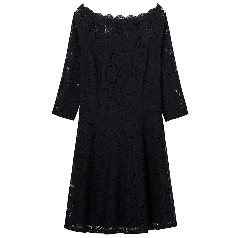 拉夏贝尔candie’s春季新款高腰修身a字镂空蕾丝连衣裙女30083233