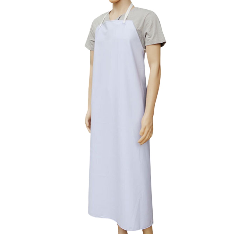 水产双层防水防油防污围裙男女通用耐酸碱耐油加大加厚PVC无袖皮围复合围裙 白色PVC