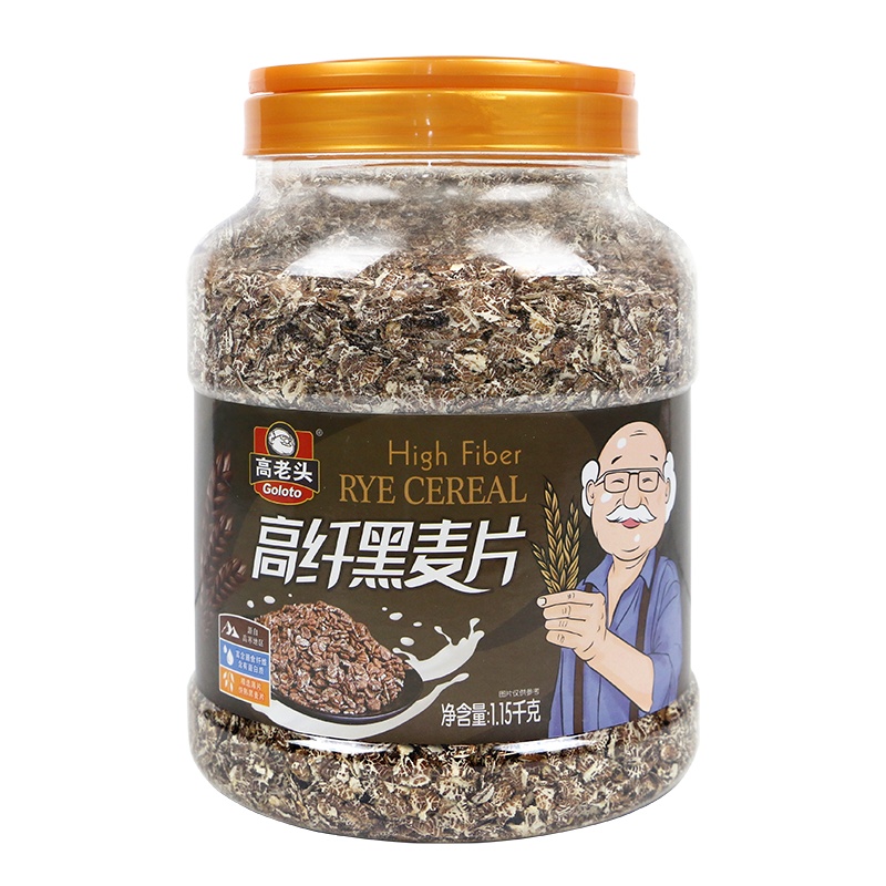 高老头高纤黑麦片纯燕麦片早餐即食无糖精装营养冲饮