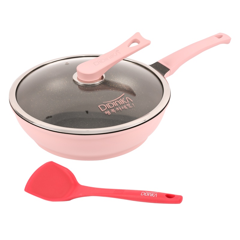 迪迪尼卡(Didinika)麦饭石不粘锅无烟锅平底炒锅网红麦饭石家用30cm炒锅+硅胶铲子
