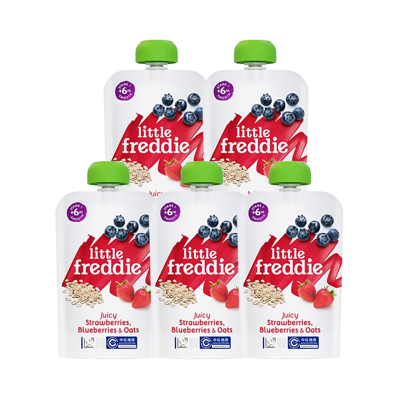 小皮果泥谷物蓝莓草莓香蕉泥100g宝宝辅食果泥5袋装