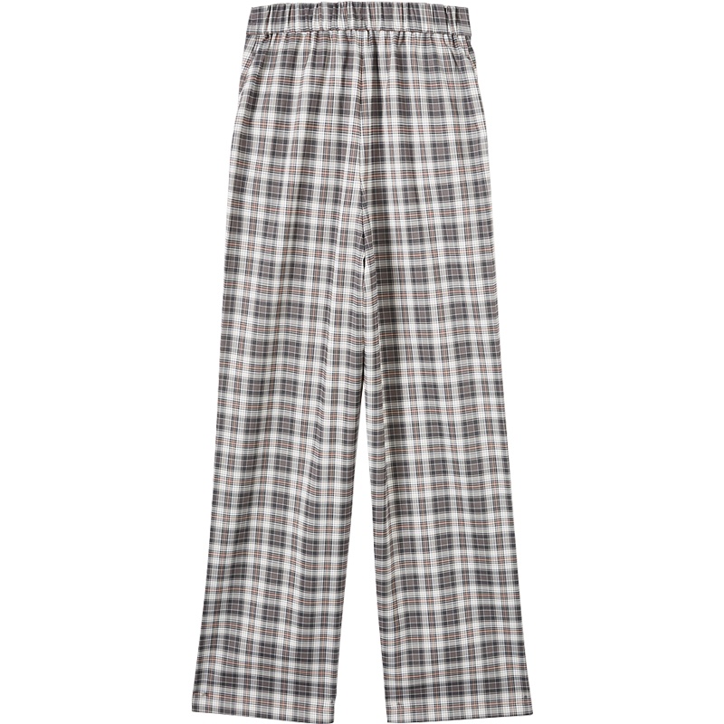 [1件5折价:79.5]美特斯邦威格纹休闲裤女新款春季时尚高腰显瘦廓形女士阔腿裤