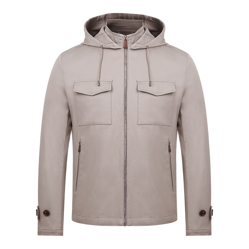 鄂尔多斯ERDOS 早秋棉质连帽简洁休闲加厚夹克外套男