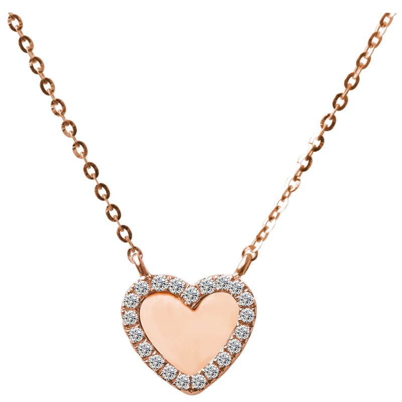 梦克拉 Mkela 18k金群镶钻石吊坠 明心 心形k金坠子 坠链一体 吊坠 黄金 定价 18K金 送朋友