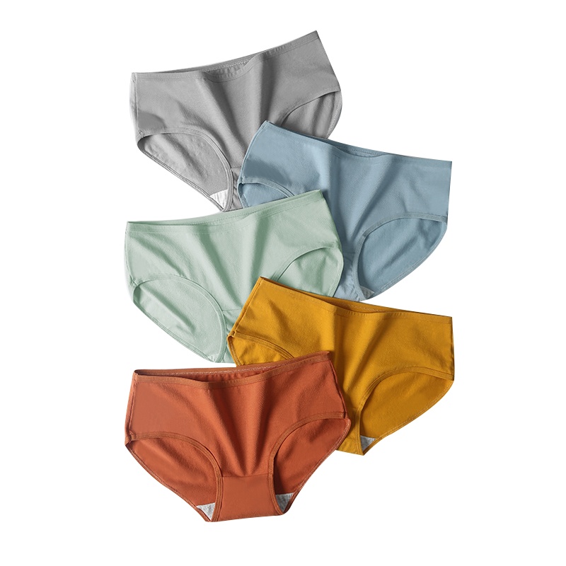 猫人5条装简约舒适内裤女中腰透气少女日系棉裆三角短裤女生底裤