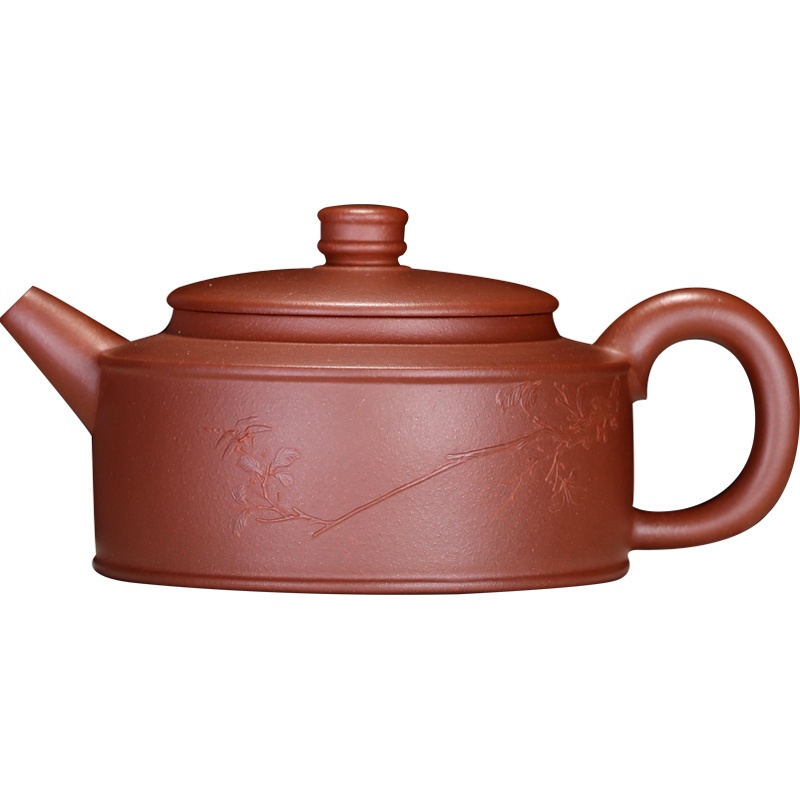 周盘壶 史云棠高徒潘小强纯全手工泥绘原矿清水泥正宗宜兴紫砂壶