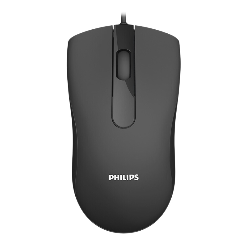 飞利浦(PHILIPS)SPK7101BS 鼠标 有线鼠标 办公鼠标 静音鼠标 人体工学 黑色 1000dpi