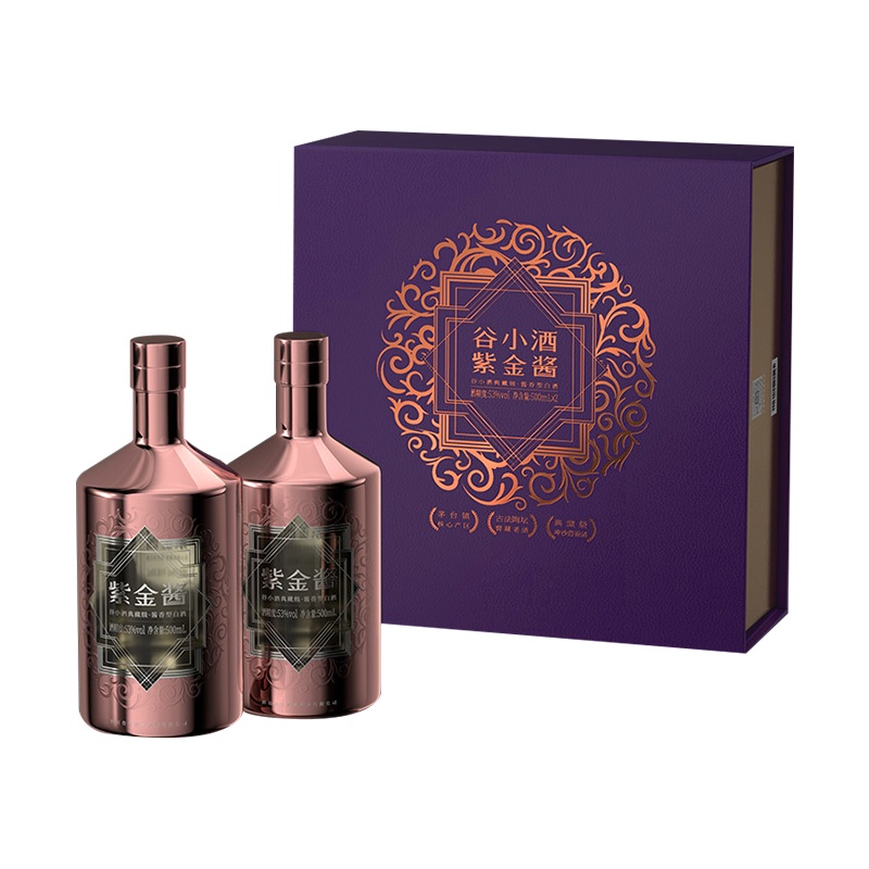 谷小酒 紫金酱 53度 500ml*2瓶 礼盒装 酱香型白酒 坤沙老酒