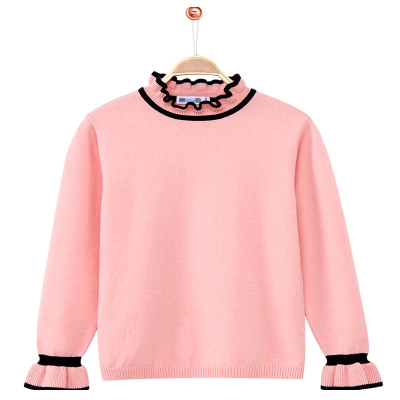 铅笔俱乐部童装2019秋装新款女童毛衣中大童立领毛衣儿童套头毛衫
