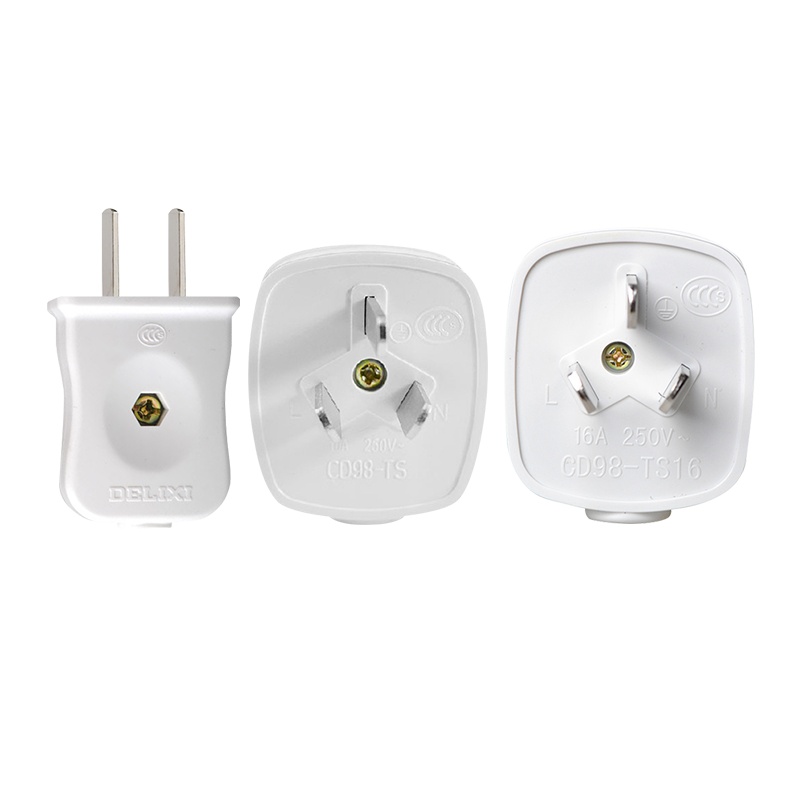 德力西插头10A/16A三角脚插二脚两项220V扁三相空调电源插头不带线