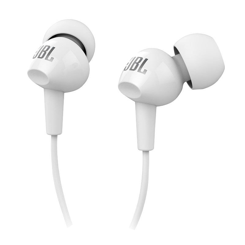 JBL C100SI 入耳式运动耳机 通话带麦线控音乐耳机 手机耳机带麦耳塞 白色