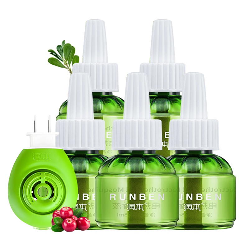 润本(RUNBEN)母婴幼儿童电热蚊香液45ml*5瓶 孕妇儿童驱蚊液灭蚊水(无味型)送加热器
