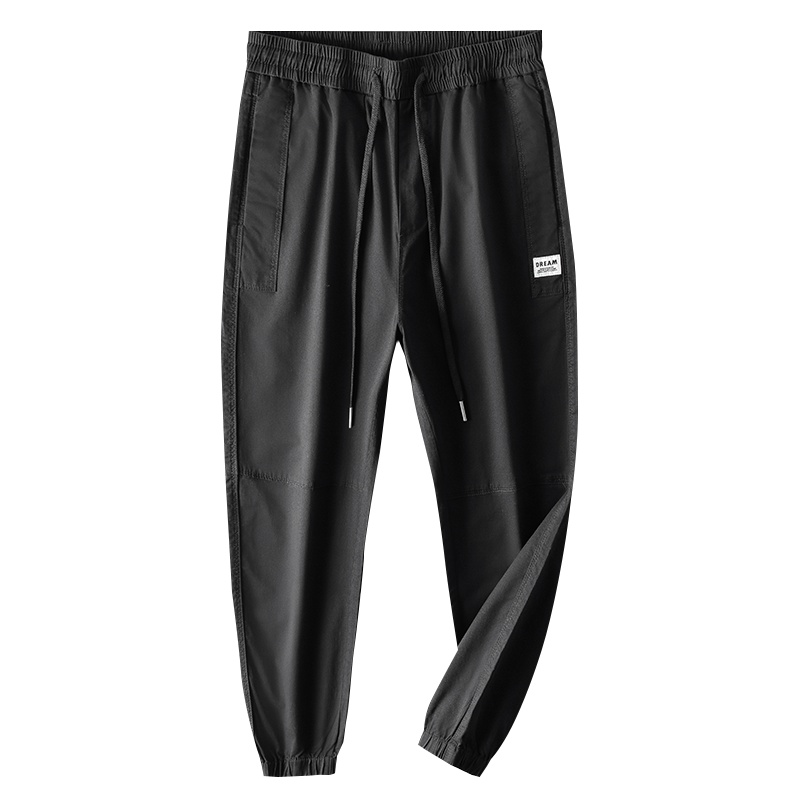 美特邦杰2021春夏款束脚休闲裤男韩版潮流男士休闲裤直筒微宽松松紧腰男裤子休闲百搭男装长裤子