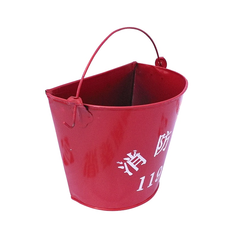 规格[26.5*21*13.5 三个装]红色铁皮消防桶 消防扁沙桶 消防桶半圆加厚形消防黄沙桶