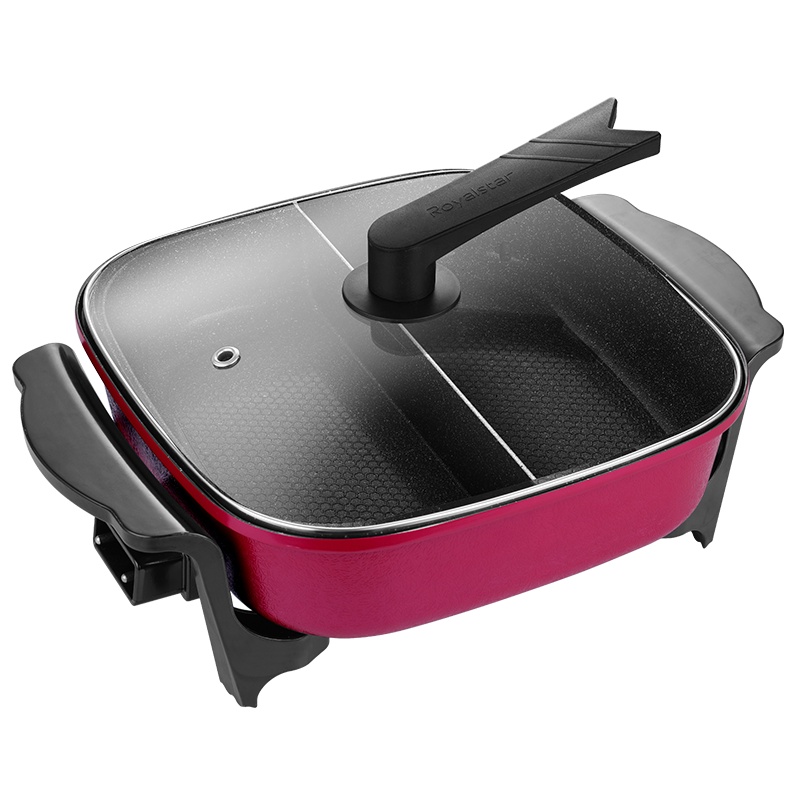 荣事达(Royalstar)多功能鸳鸯电火锅HG13K6鸳鸯电火锅6升容量双管加热不沾内锅可立把手锅盖紫色