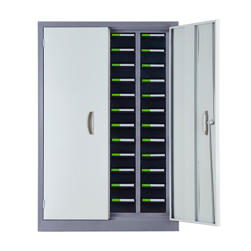 震海 48抽带门铁抽零件柜灰色中号抽屉五金配件收纳柜零配件收纳柜螺丝元件盒样品物料柜零件柜