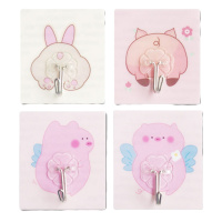 可爱猪猪系列[16个装] 挂钩粘钩透明强力无痕挂钩墙面免打孔后厨房浴室宿舍可爱挂钩贴