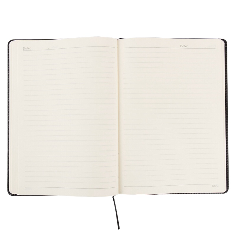 得力(deli)3161皮面本大号商务皮面本基础款办公记事本笔记本子16K112张黑色10本/包