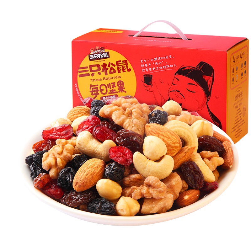 [三只松鼠_精选牛气款每日坚果750g/30天装]量贩混合果仁小包装零食大礼包