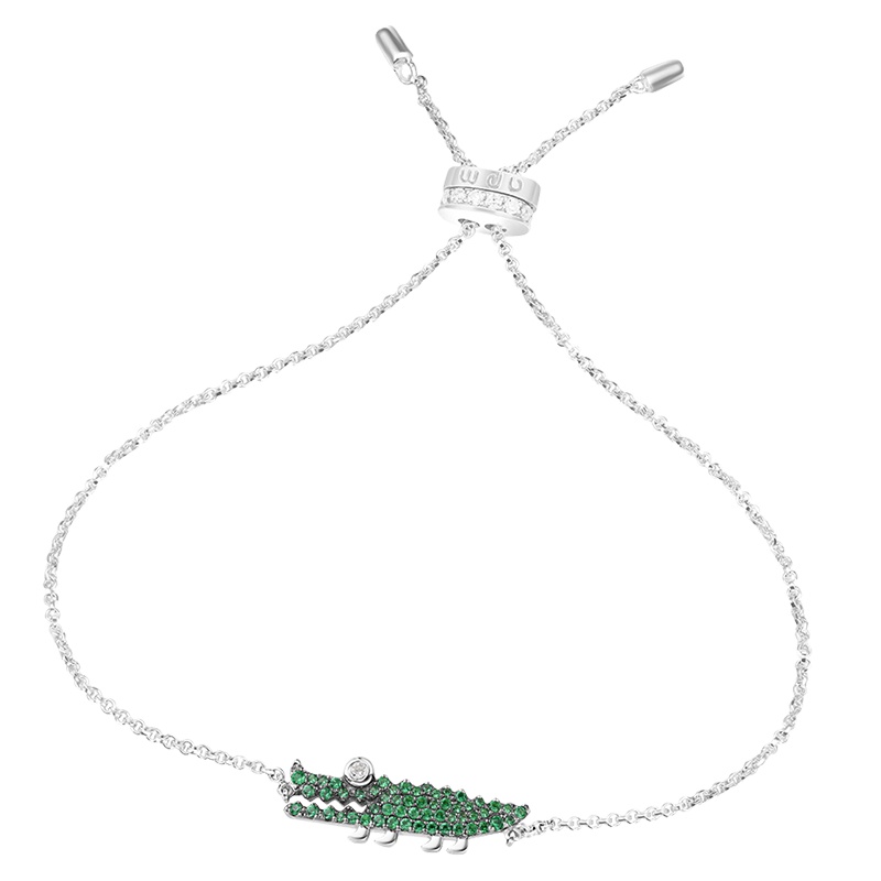 apm MONACO时尚薄荷绿晶钻小鳄鱼925银手链腕饰女士高级感手串百搭首饰AB3522XKG