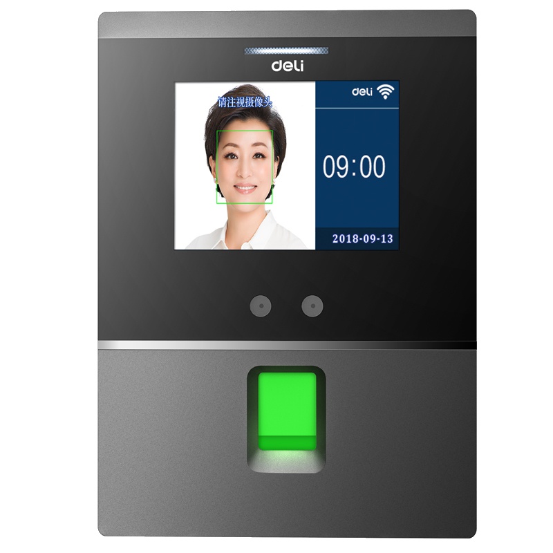 得力D3 打卡机刷脸面部破解员工上班上下班签到器影像纸卡纸质指纹式智能混合一体手机无线wifi人脸识别考勤机
