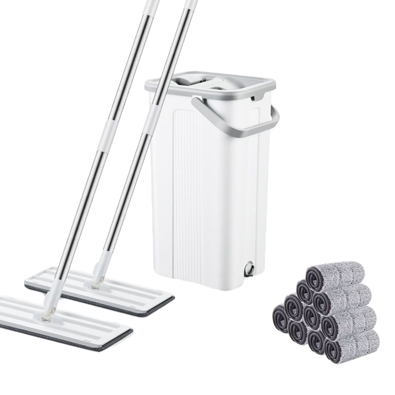 平板拖把地拖套装 清洗桶+2支拖把+10块墩布