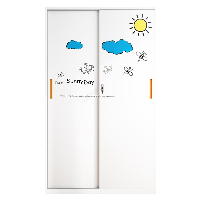 铭威盾钢制北欧简约衣柜家用换衣柜分层隔板可调收纳柜开门式组装推拉门