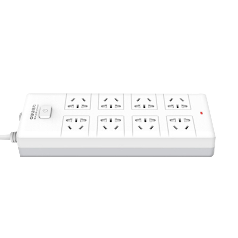 得力 18262-02 新国标安全插座/插排/插线板/接线板/排插/拖线板 总控开关 儿童保护门 8组合孔2米