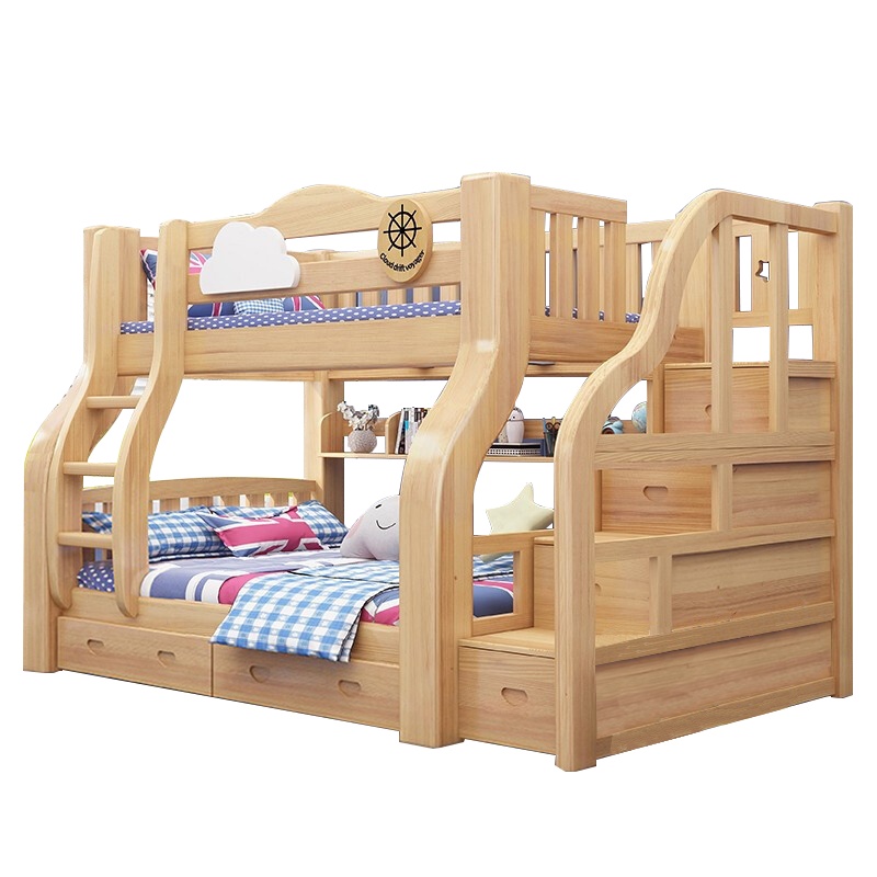 爱家生活全实木上下双层床多功能高低子母床大人两层上下儿童床