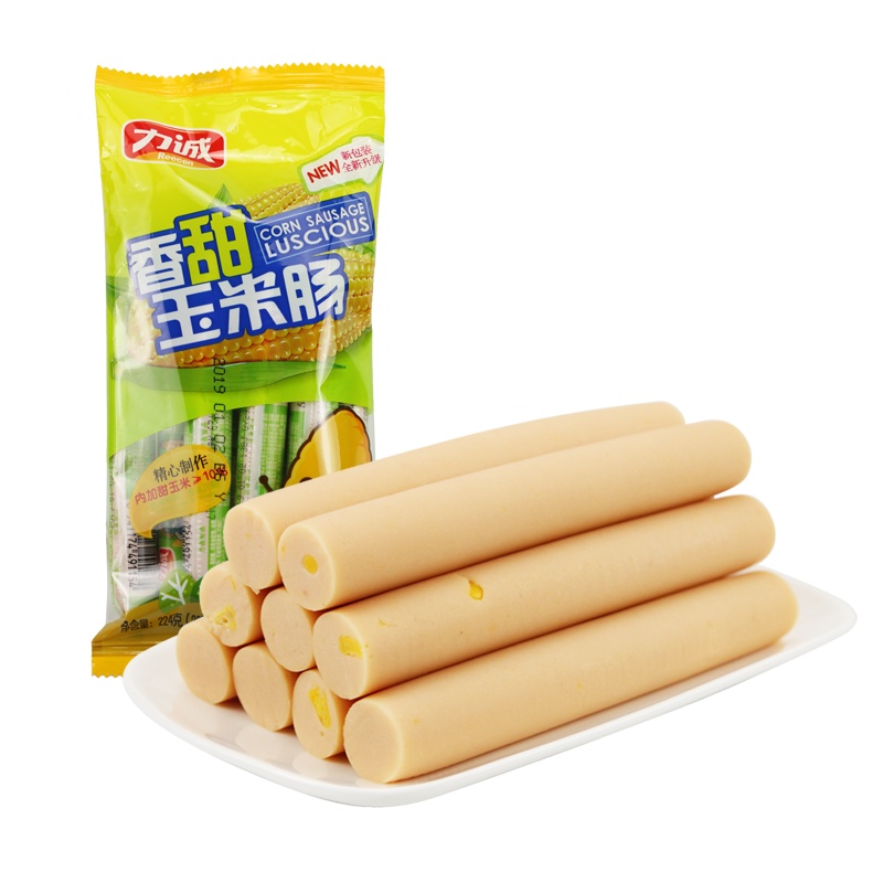 力诚玉米肠224g袋装 即食香甜火腿肠休闲办公零食肉类香肠厂家批发
