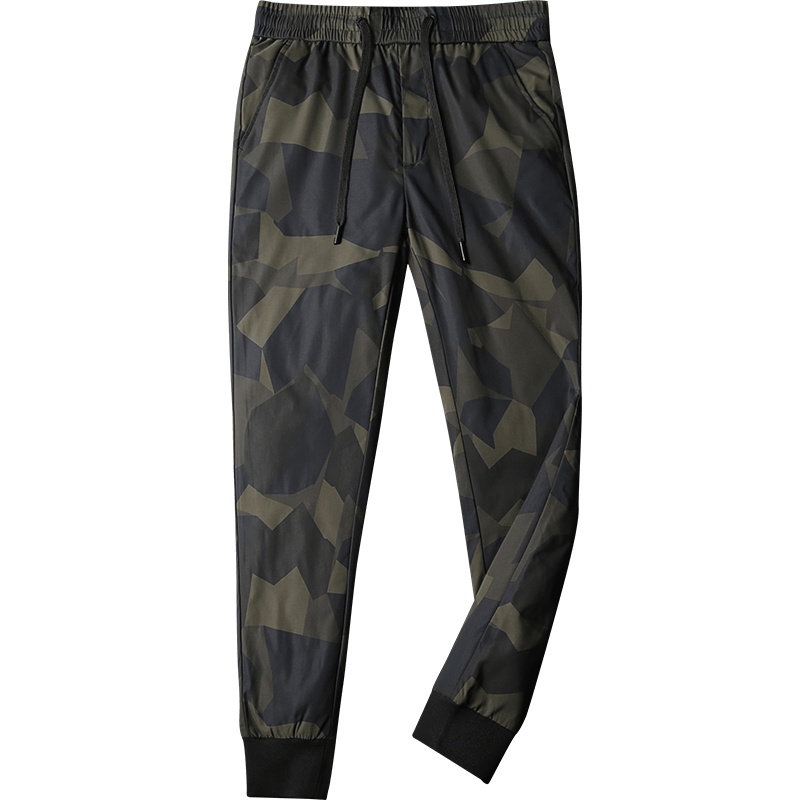 雅鹿男装羽绒裤男90白鸭绒冬季新品迷彩抽绳束脚保暖羽绒裤男士休闲裤A1036KE09002