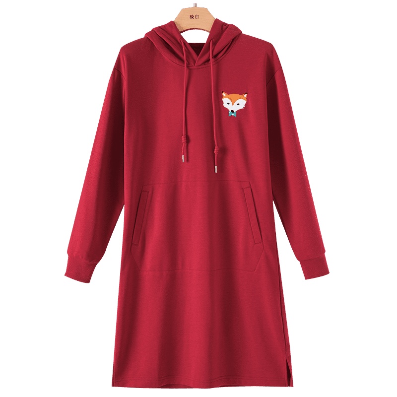 晚白2021春季新品时尚休闲百搭中长款连帽长袖减龄常规卫衣外套女