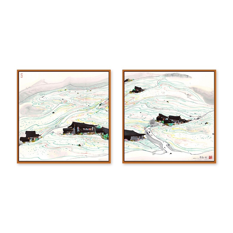 墙壁挂画 XTL865 吴冠中水墨壁画背景墙装饰 50*50cm (10幅起订)