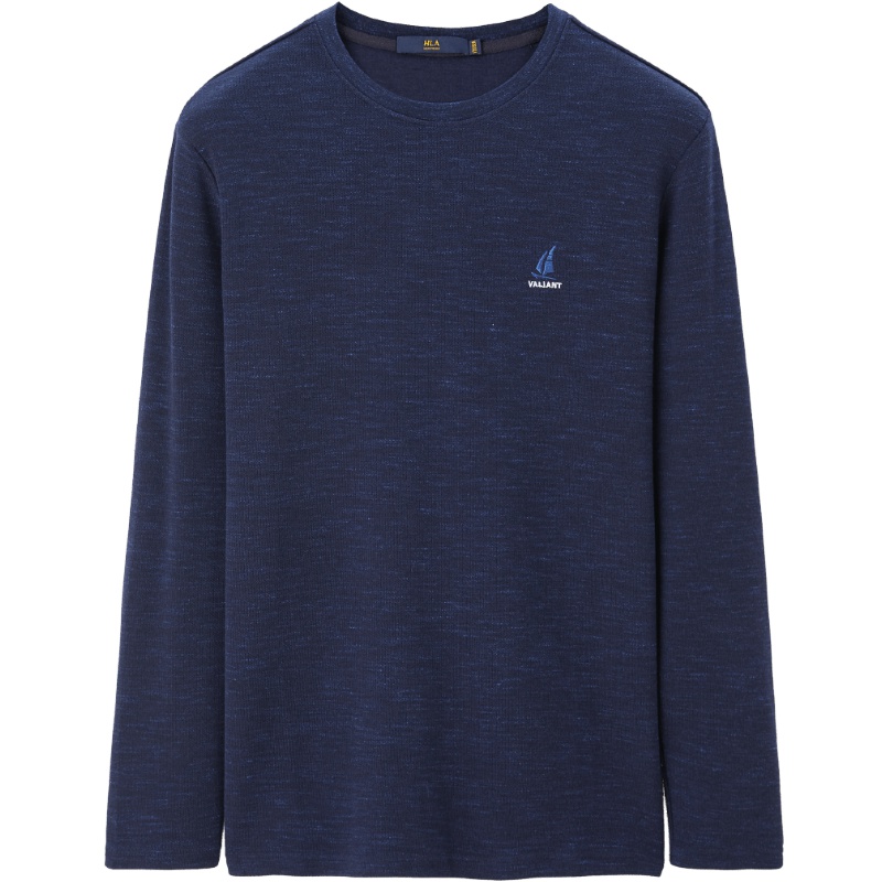 HLA/海澜之家花纱圆领长袖T恤2019秋季基础套头舒适长T男 HNTAD3R056A