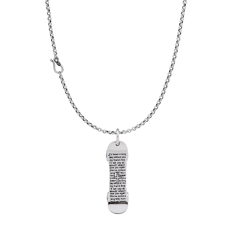 MYFD 项链男S925纯银时尚百搭滑板挂坠轮子可滑动男女同款韩版项链MYN20114