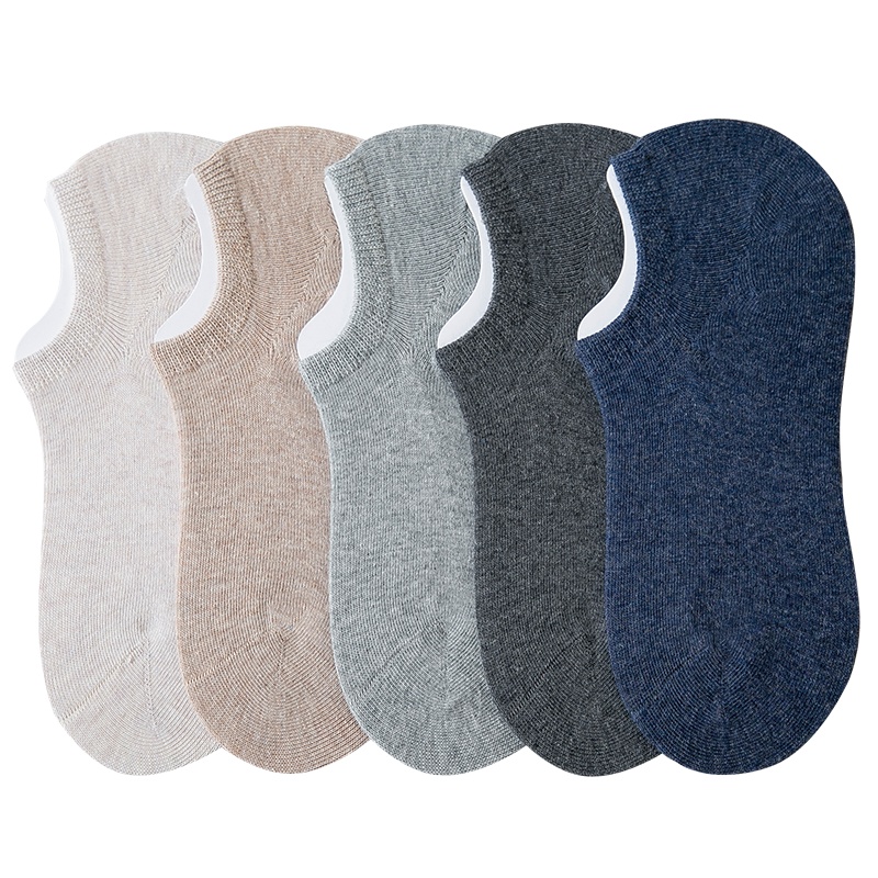 苏宁极物 男士新疆长绒棉纯棉浅口船袜 短袜纯色运动时尚透气 5双装