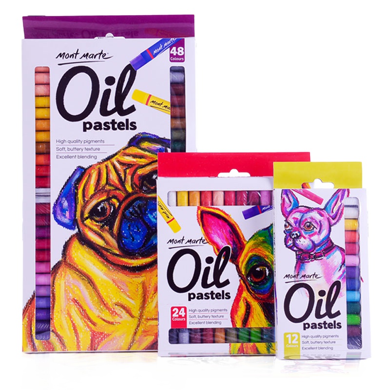 蒙玛特 油画棒 油性色粉笔色粉棒套装儿童蜡笔粉彩棒 24色