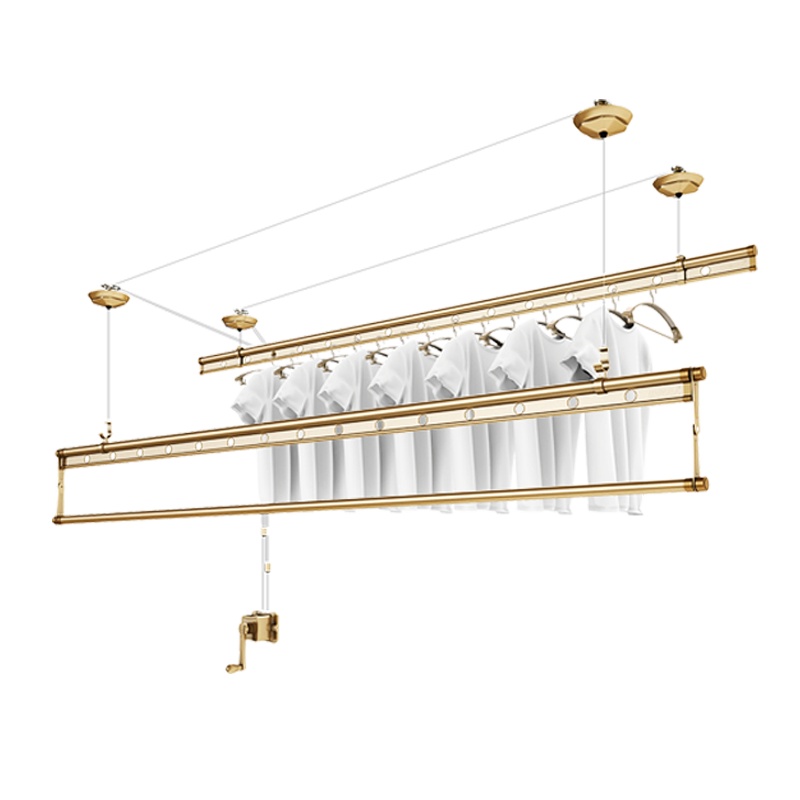 金贵夫人晾衣架升降晾衣架阳台手摇晾衣杆三杆室内自动家用凉衣架晒衣架