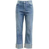 LIEDOW/蕾朵裤子女显瘦百搭2019夏季新款宽松直筒裤女高腰休闲裤