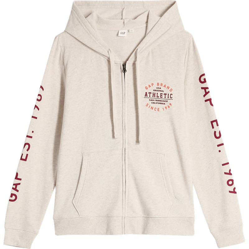 Gap女装时尚碳素软磨卫衣秋冬621512 新款拉链连帽开衫女