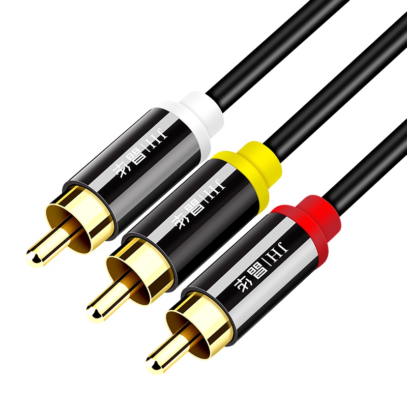 晶华 音频线3rca公对公三对三莲花线AV音视频线3RCA红白黄色DVD电视机机顶盒VCD信号连接线 3米黑色A110H