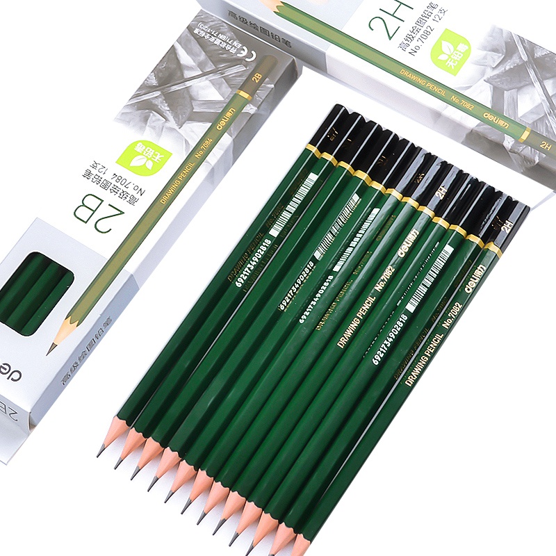 得力 7084 铅笔 适用考试木质学生2B2H木头铅笔石墨铅芯 12支装