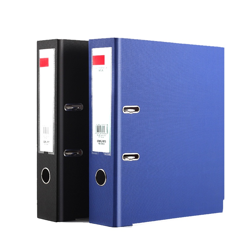 得力deli5481文件夹A4三寸活页快劳夹档案夹两孔资料夹可配插页袋黑色蓝色可选A4/3寸/75mm