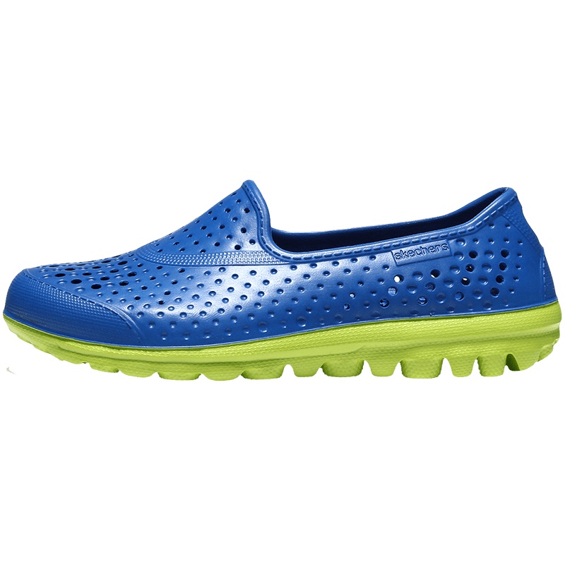 skechers斯凯奇男童休闲鞋套脚透气疏水凉鞋92165L 92165L/BLLM蓝色+柠檬色