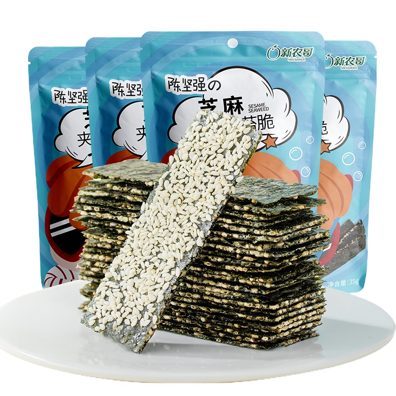WQZY新农哥芝麻夹心海苔脆35gx4袋
